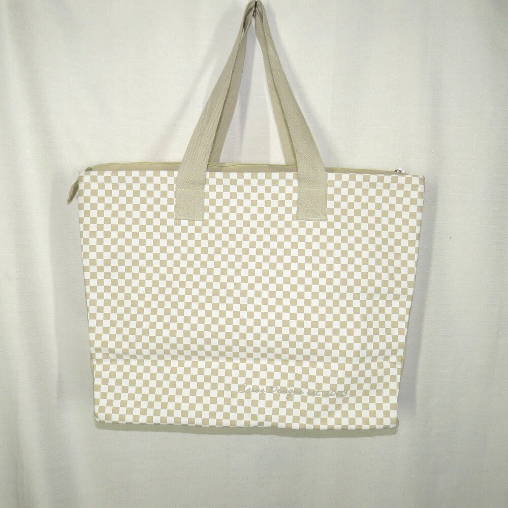 Carve Designs Tan Check Organic Cotton Beach Tote Bag - Picture 9 of 9